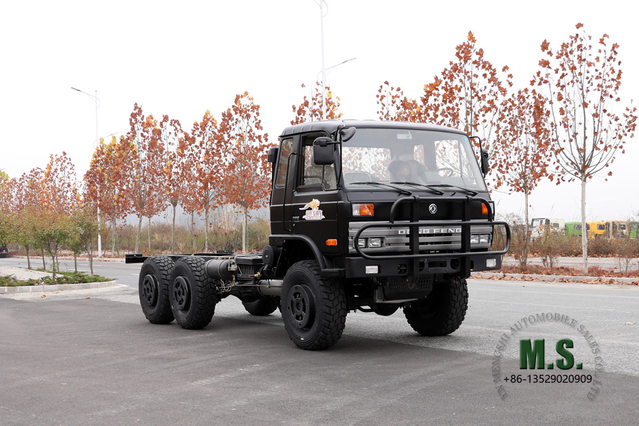 Negro 6×6 Dongfeng EQ2102 Chasis_ Six Drive 153 Cabina de una hilera y media Chasis todoterreno_Chasis de camión especial de exportación