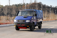 Camión todoterreno IVECO azul con tracción en las cuatro ruedas_4 * 4 Microcamión ligero de una hilera de cabeza corta con poste de lona_Vehículo de exportación para fines especiales