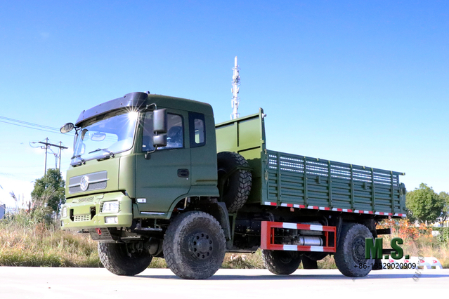 Camión volquete 4WD Dongfeng_Camión volquete uno y medio con cabeza plana 210HP 9T_Camiones de minería Vehículo volquete especial de exportación