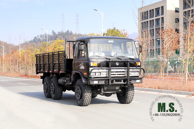 Dongfeng Camión todoterreno 6*6_Negro EQ2102 153 Flathead Row a Half Cab Diesel Vehicle_Six Drive Transport Truck Export Special Vehicle