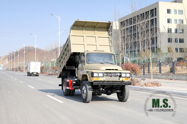 Camión volquete con tracción en las cuatro ruedas Camel Grey_ Camiones mineros 4 * 4 de 170 hp Dongfeng Camión volquete todoterreno Exportación Fabricante de modificaciones de vehículos especiales