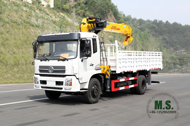 Grúa montada en camión con pluma de cuatro secciones y 210 hp 10T _SQ10SK3Q Grúa de brazo recto Grúa montada en camión Fabricante de modificaciones de camiones Dongfeng Vehículo de exportación para fines especiales