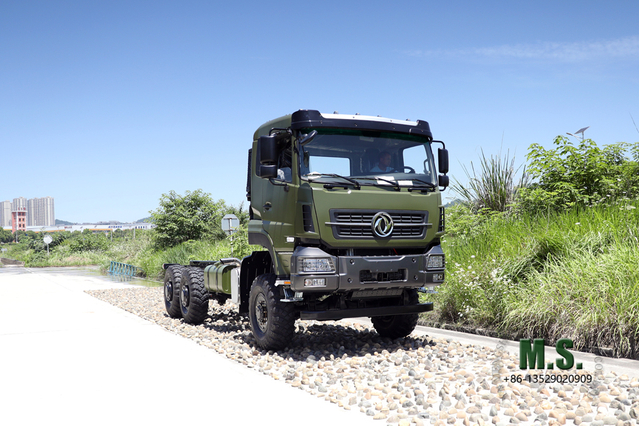 Dongfeng Chasis 6x6_ Tracción en seis ruedas 340HPCab Camión de carga todoterreno de servicio pesado Fabricante de conversión de chasis Exportación de chasis para vehículos de propósito especial