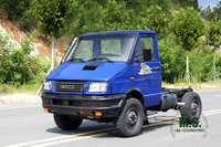 Chasis todoterreno pequeño Iveco azul de cuatro unidades, chasis multifuncional de cabeza corta, chasis de vehículo especial de exportación