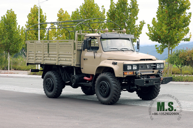 EQ2070 Dongfeng Camión todoterreno 4*4_Camión de carga con cabina de una hilera y cabeza puntiaguda con tracción en las cuatro ruedas con poste de lona_Vehículo de exportación para fines especiales