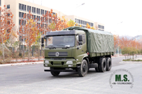 Camión todoterreno 6x4 Dongfeng Camión de transporte de media cabina con fila de cabeza plana de 210 hp con poste de lona _ Dongfeng Vehículo de exportación para fines especiales