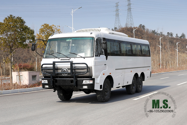 Dongfeng 190Hp 6x6 Todoterreno 30 asientos Bus_Motor Cummins Aire acondicionado montado en la parte superior Soporte de puerta automática Personalización profunda Motor delantero_Precio de fábrica directo del fabricante