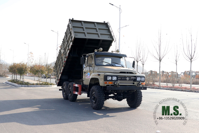 Camión volquete 6 × 6 EQ2082_Tracción en seis ruedas Dongfeng Camión volquete de una hilera con cabeza puntiaguda Sitio minero Camiones mineros_Vehículo para fines especiales de exportación