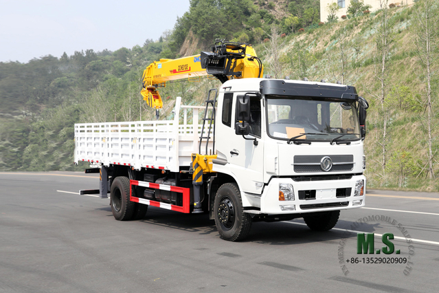 Grúa montada en camión con pluma de cuatro secciones y 210 hp 10T _SQ10SK3Q Grúa de brazo recto Grúa montada en camión Fabricante de modificaciones de camiones Dongfeng Vehículo de exportación para fines especiales