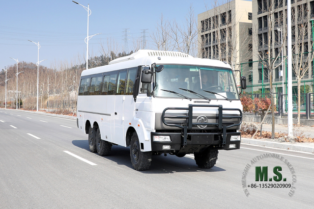 Dongfeng 190Hp 6x6 Todoterreno 30 asientos Bus_Motor Cummins Aire acondicionado montado en la parte superior Soporte de puerta automática Personalización profunda Motor delantero_Precio de fábrica directo del fabricante