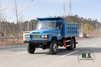 Dongfeng Camión volquete 4 × 4 azul_ Camión volquete de una hilera de camiones mineros con tracción en las cuatro ruedas y cabeza puntiaguda de 170 hp en venta_Vehículo especial de exportación