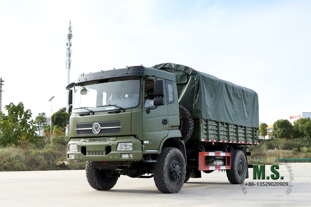 Dongfeng Camión volquete de cuatro unidades_210HP 4*4 Camión volquete de media fila con cabeza plana_Camión especial de exportación de vehículos de transporte minero