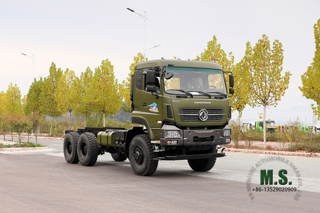 Dongfeng Chasis todoterreno de seis unidades_ Dongfeng Chasis de camión de transporte de cabeza plana de 450 HP_6x6 Fabricante de conversión de chasis de camión especial de exportación