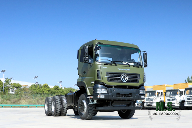 Chasis de camión 6 × 4_Chasis de vehículo volquete de un año y medio de servicio pesado de 375 HP_ Dongfeng Chasis de modificación de chasis de vehículo volquete para exportación