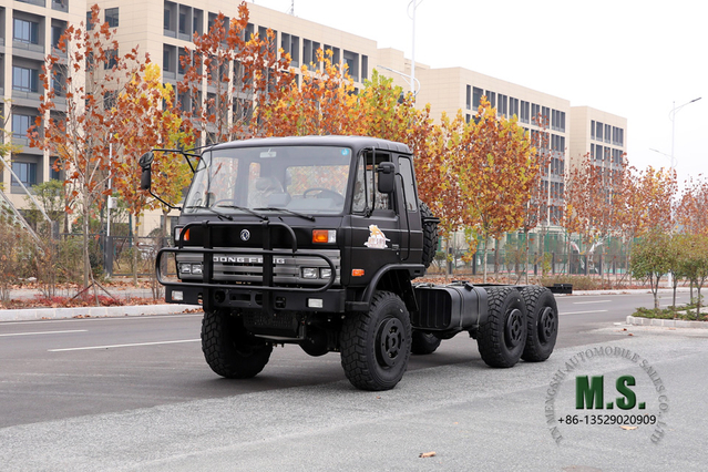 Negro 6×6 Dongfeng EQ2102 Chasis_ Six Drive 153 Cabina de una hilera y media Chasis todoterreno_Chasis de camión especial de exportación