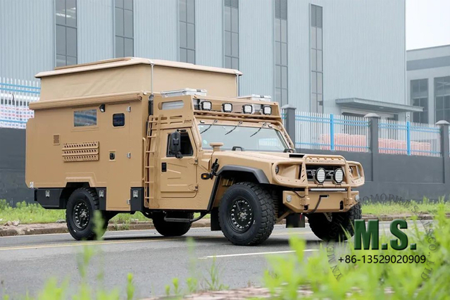 195 caballos de fuerza y ​​6 toneladas de peso bruto Modelo militar 4x4 Versión Mengshi RV_Suspensión delantera y trasera de doble horquilla, transmisión manual automática, chasis militar servido_Directo del fabricante