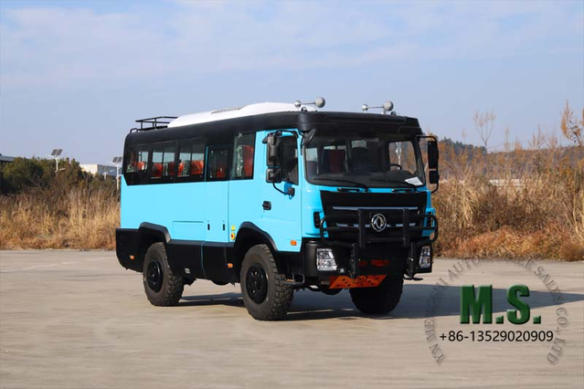 Autobús todoterreno 4x4 de 190 caballos de fuerza, 23 asientos, autobús duradero con motor Cummins 4WD para carreteras en mal estado, cámara de marcha atrás, grabadora, diseño de color_[t0]} Fabricante directo de autobuses de uso militar