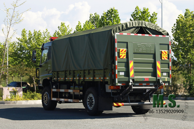 210 caballos de fuerza de 16 toneladas de peso bruto Dongfeng 4x4 Cargo Camion_cummins, nivel de emisión euro-6, puerta de rampa de elevación hidráulica, lona de lluvia, servicio pesado en servicio directo directo