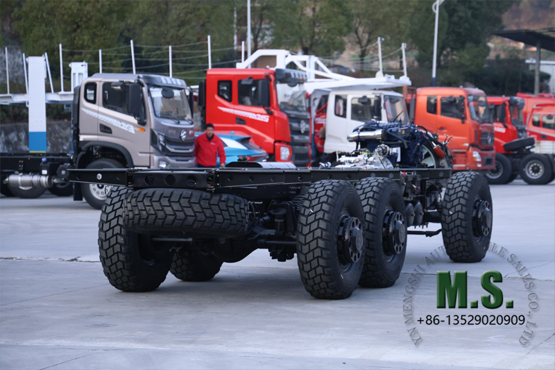 6x6 Chasis rodante de 340 caballos de fuerza para autob&uacute;s con llanta de repuesto debajo del bastidor 